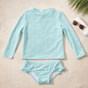 Gottex Kids Palm Party Textured Rash Guard Set 2-Piece Seafoam Green UPF Size 5